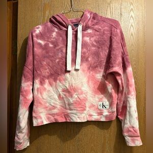 Calvin Klein Pink and White Tie-Dye Hoodie